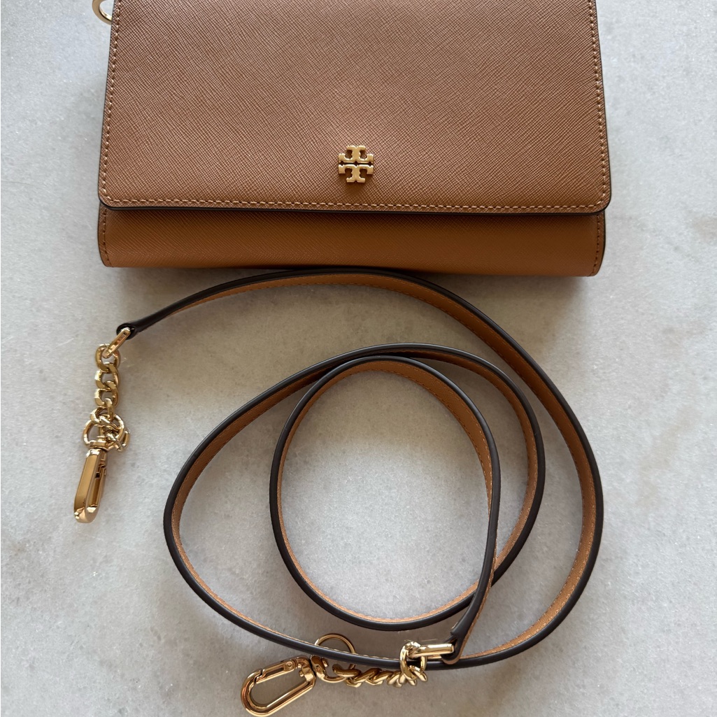 Tory Burch Tan Leather Emerson Wallet Chain Crossbody Bag